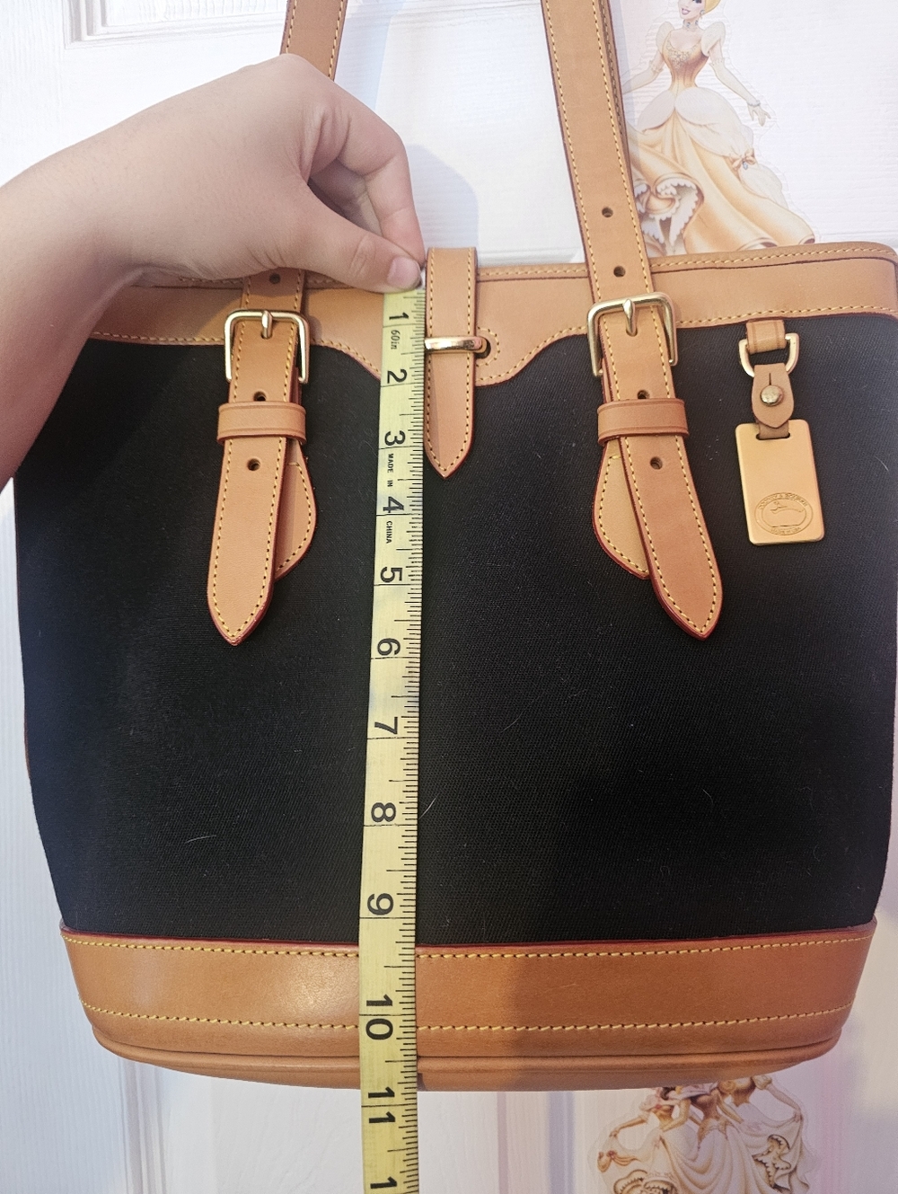 Dooney & Bourke Black Canvas Tote with Tan Leather Trim - Picture 12 of 16